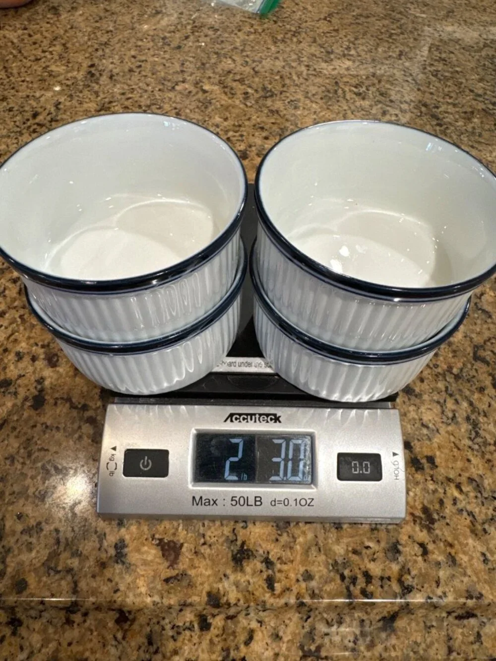 Dansk Bistro Ceramic Bakeware Ramekins White W/ Blue Rim 4-Inch Set Of 4 Baking